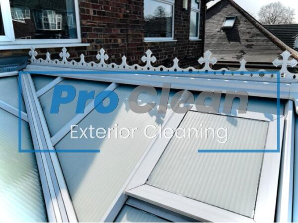 Pro Clean Exterior Cleaning team performing conservatory roof cleaning in Cannock, ensuring a streak-free, spotless finish