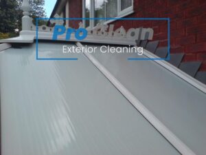 Pro Clean Exterior Cleaning team performing conservatory roof cleaning in Cannock, ensuring a streak-free, spotless finish