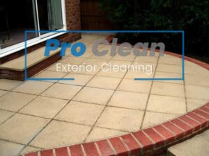 Pro Clean Exterior Cleaning team revitalizing a patio in Cannock with professional high-pressure cleaning techniques