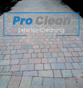 Pro Clean team performing deep drive cleaning in Cannock, removing grime and stains from block paving and concrete surfaces