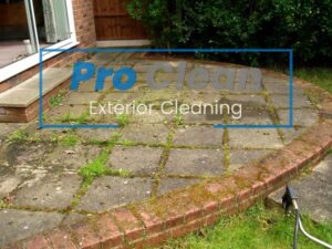 Pro Clean Exterior Cleaning team revitalizing a patio in Cannock with professional high-pressure cleaning techniques