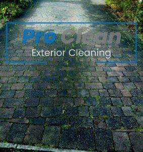 Pro Clean team performing deep drive cleaning in Cannock, removing grime and stains from block paving and concrete surfaces